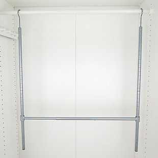 Enjoy doubling your closet space with this two-tier hanging closet. With adjustable heigh/width rods for a custom fit, this hanging closet organizer easily hangs over a closet rod to make setup a breeze. With two levels of storage, it provides ample space to organize your wardrobe.Made of powdercoated steel | Gray | 2 tiers | Provides double the hanging space to accommodate your expansive wardrobe | Expandable width and height for a perfect fit