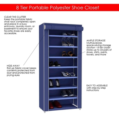 Contemporary Portable Eight Tier Shoe Closet Ashley Furniture Homestore