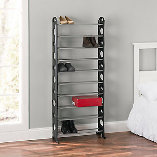 Contemporary Stackable Thirty Pair Shoe Rack, , rollover