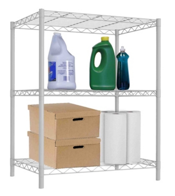 Adjustable Three Tier Multipurpose Wire Shelf, White
