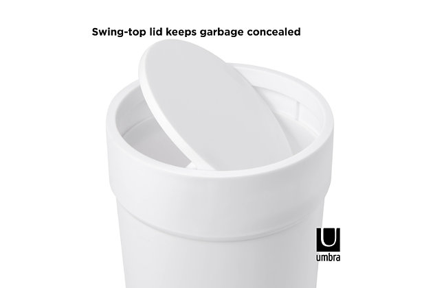 Plainly stated, garbage isn’t the most appealing accumulation of objects in the home. With this attractive waste can, you’ll be able to keep your trash looking rather inconspicuous.  Introducing TOUCH Waste Can by Umbra.  For a modern alternative to the traditional waste paper basket, consider TOUCH Waste Can.  TOUCH’s soft, matte finish gives it a modern and luxurious feel, while its flat swing lid will keep garbage concealed. Sleek in size, TOUCH measures 7½  x 12 inches (19 x 30 cm), and holds 1.6 gallons, so you won’t have to take out the trash too often. TOUCH is part of a wider collection of bath products, all designed by Alan Wisniewski, its molded material makes it low-risk for breakage. MODERN AND SLEEK: A sleek trash can that will look great in multiple spaces, Touch is a versatile and modern addition to any space | SWING-TOP LID: Touch has a swing lid that keeps garbage hidden away, and is easy to remove, smoothly lifting off when required | SOFT-TOUCH FINISH: Drawing on the luxurious look and feel of matte finishes, this trash can will make a sleek addition to any room you put it in. It features a soft-touch finish, curved lines, and a flat swing lid. | COMPACT: Touch is large enough that you won’t have to frequently empty it, with a capacity of 1.6 gallons (6L), but sleek enough to suit many spaces, Touch measures 7½ x 12 inches (19 x 30 cm)