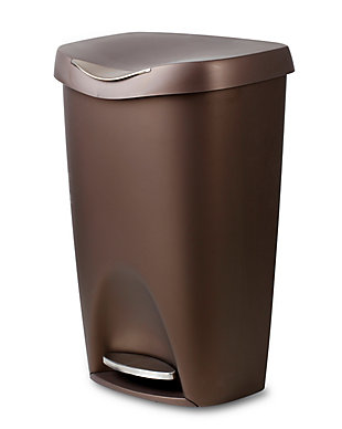 Home Accent Brim 13 Gallon (50L) Trash Can with Lid, Brown/Beige/Metallic, large