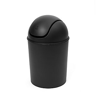 Home Accent Mini Trash Can 1.25-Gallon, Black/Gray, large
