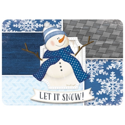 Christmas Premium Comfort Let it Snow Snowman 22x31 Mat, Blue/White