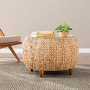 Pamlea Round Water Hyacinth Coffee Table Table, , rollover