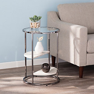 Terra Round Side Table with Faux Stone, , rollover
