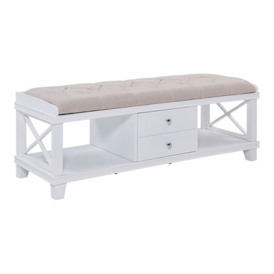 Karlen White Upholstered Storage Bench | Ashley