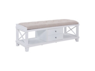 Southern Enterprises Furniture Karlen White Upholstered Storage Bench