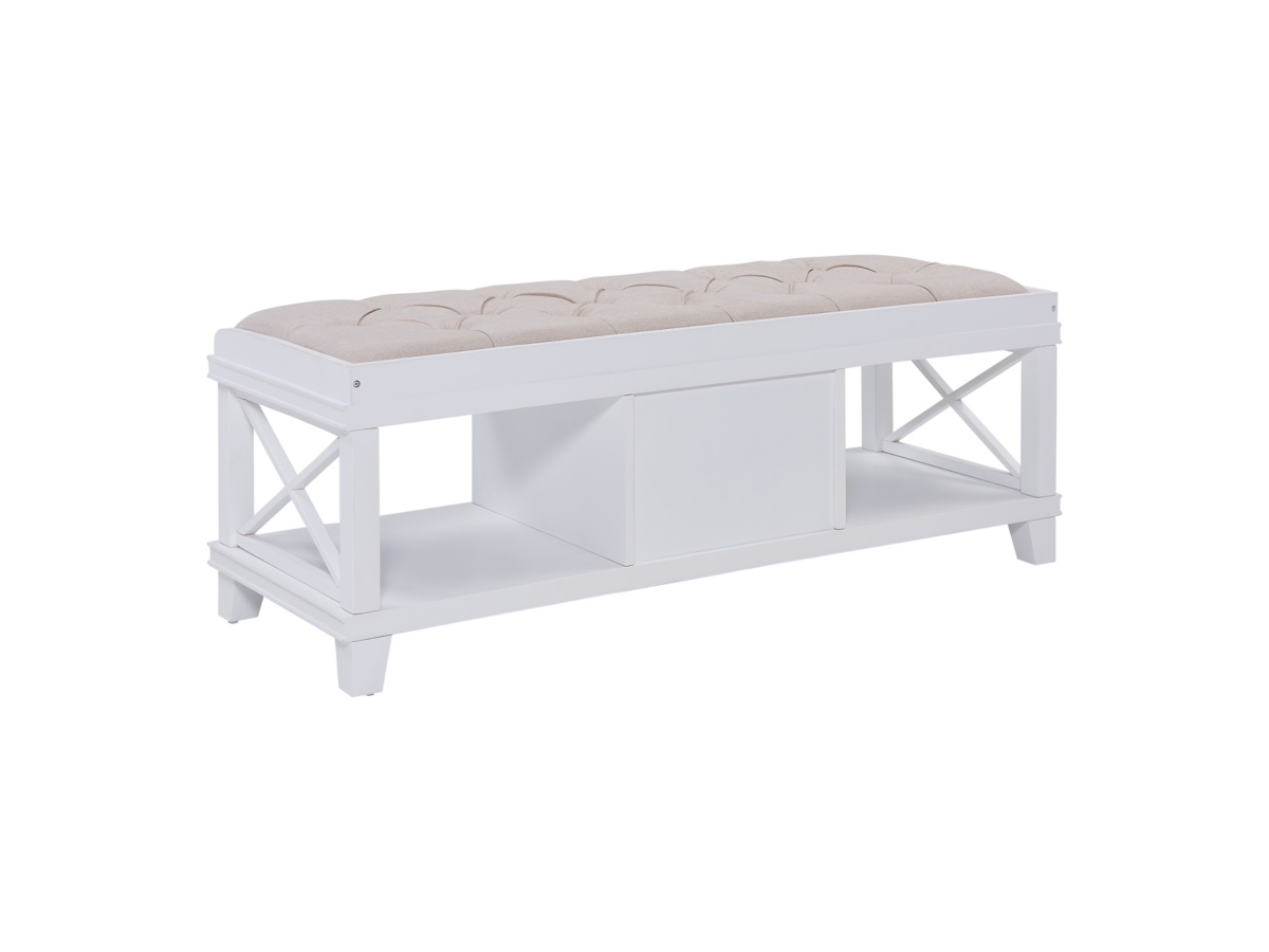 【マリンブー】WHITE_WOOD_BENCH Amazon.com: Large Storage Bench 4' Long (Solid Cottage White