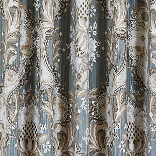 Evoking a mood of bygone elegance, the J. Queen New York Provence 84" Window Panel Pair brings the past beautifully into the present. Sure to add a decorator touch to your home, this set of damask patterned window panels is crafted with care, always cut from the same starting point to ensure panels match when hung side by side. Designed to fit rods up to 3" in diameter. Sold as a pair (2 window panels) | Made of polyester | Fits a rod up to 3" in diameter | Includes coordinating tiebacks | Dry clean only | Imported | Matching valance available, sold separately