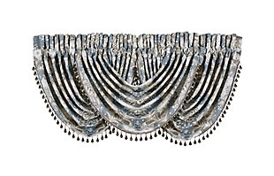 Evoking a mood of bygone elegance, the J. Queen New York Crystal Palace - French Blue Window Waterfall Valance brings the past beautifully into the present. Sure to add a decorator touch to your home, this damask patterned window valance with waterfall draping is crafted with trimmed with crystal tassel fringe. Made of polyester | Trimmed with crystal tassel fringe | Matching curtain panels available, sold separately | Dry clean only | Imported