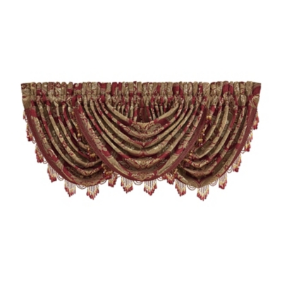 J.Queen New York Maribella Window Waterfall Valance, Crimson