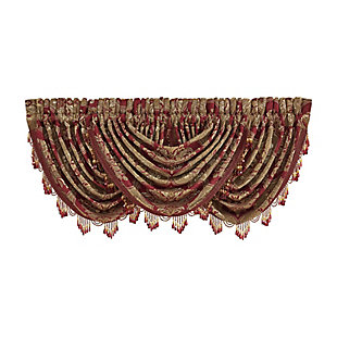 Evoking a mood of bygone elegance, the J. Queen New York Maribella Window Waterfall Valance brings the past beautifully into the present. Sure to add a decorator touch to your home, this damask patterned window valance with waterfall draping and crystal fringe is crafted with care for the upscale aesthetic you desire.Made of polyester | Crystal fringe | Matching curtain panels available, sold separately | Dry clean only | Imported