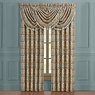 Evoking a mood of bygone elegance, the J. Queen New York Victoria - Turquoise Window Waterfall Valance brings the past beautifully into the present. Sure to add a decorator touch to your home, this damask patterned window valance with waterfall draping and tassel fringe is crafted with care for the upscale aesthetic you desire.Made of cotton | Tassel fringe | Matching curtain panels available, sold separately | Dry clean only | Imported