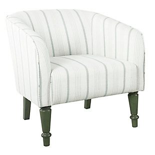 HomePop Tradional Barrel Chair - Dove Gray Stripe, White, large