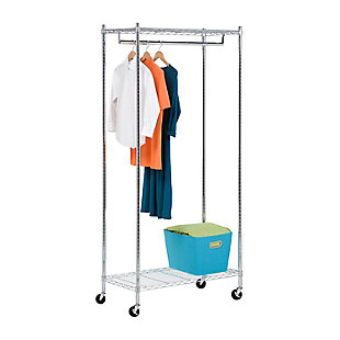 Honey Can Do Rolling Garment Rack with Single Hanging Bar, , large