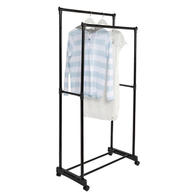 Honey Can Do Rolling Garment Rack with Double Hanging Bars, , large