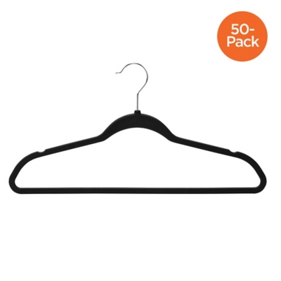 SONGMICS 50 Pack Velvet Hangers Non-Slip Clothes Hangers Pants Bar, Space-Saving Gray