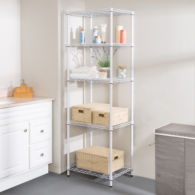 5-Tier Adjustable Shelving Unit with 250-lb Shelf Capacity, White