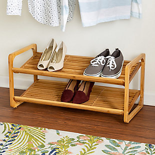 Honey Can Do Two Tier Bamboo Shoe Rack, , rollover