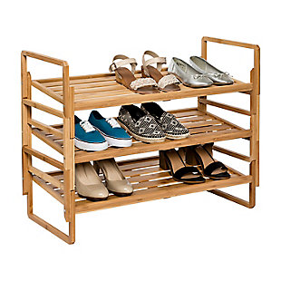 Honey Can Do Three Tier Bamboo Shoe Rack, , large
