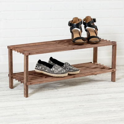 Honey Can Do Two Tier Shoe Rack, Brown/Beige, rollover