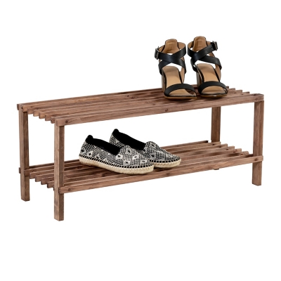 Honey Can Do Two Tier Shoe Rack, Brown/Beige, large