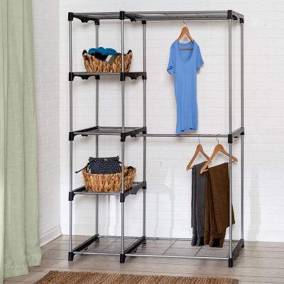 Honey Can Do Free Standing Double Rod Wardrobe With Shelves Ashley Furniture Homestore