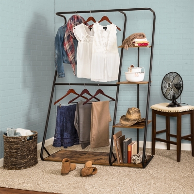 Honey Can Do Z-Frame Wardrobe with Shelves, , rollover