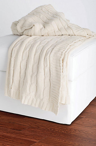 Home Accent 50" x 60" Throw, Cream, large