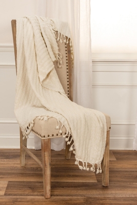 Home Accent 50" x 60" Throw, Ivory, large