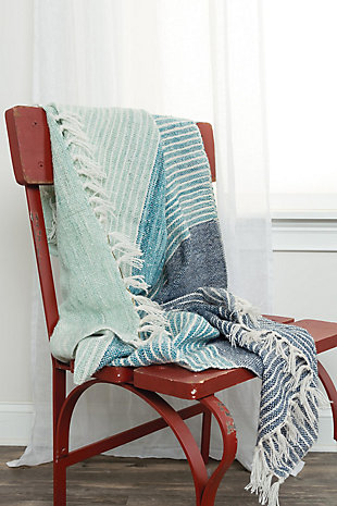 Classic knit artistry is updated in the refined look and soft, smooth feel of this knit throw. One side of this versatile accent blanket features shimmering beige tones, while the other reveals softer hues made of pure cotton. What a chic accessory to add subtle radiance and texture to any abode.Made of cotton | Imported | Dry clean only
