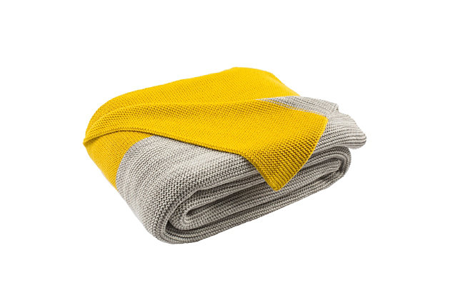 Crafted with soft cotton yarn, this knit throw is the interior home designer’s first choice for infusing distinctive color and casual comfort into room decor. Bright yellow and light gray stripes add cheerful sophistication to your space.Made of cotton | Imported | Dry clean only