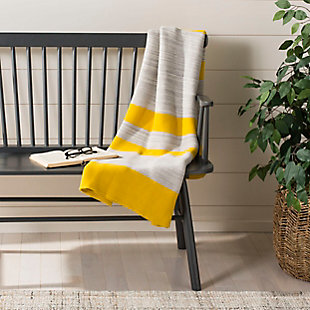 Crafted with soft cotton yarn, this knit throw is the interior home designer’s first choice for infusing distinctive color and casual comfort into room decor. Bright yellow and light gray stripes add cheerful sophistication to your space.Made of cotton | Imported | Dry clean only