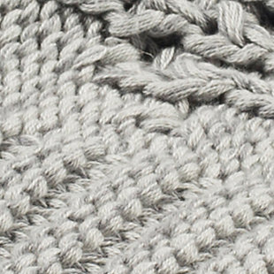 With its soothing tones of gray and feel-good cotton weave, this knit throw with crochet diamond motifs is an easy choice in richly relaxed style. Make it your go-to for cozying up with a good book and a warm latte. You’ll love how it looks draped across a chair, sofa or loveseat, too.Made of cotton | Imported | Dry clean only