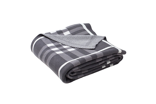The rugged warmth of cotton comes alive in this knit throw. Shades of gray and ivory lend a sophisticated look to country-chic and cozy-casual rooms. It's a classic touch that's sure to be a go-to essential in your bedroom, living room, office or den.Made of cotton | Imported | Dry clean only
