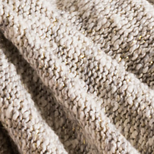 A gorgeous blend of style and substance, this magnificent knit throw adds rich shimmer and softness to a sofa, chair or bed. Beautifully woven with stunning gold Lurex and a sophisticated light gray hue, it’s sure to be a go-to essential in your bedroom, living room, office or den.Front made of cotton/lurex; back made of cotton | Imported | Dry clean only