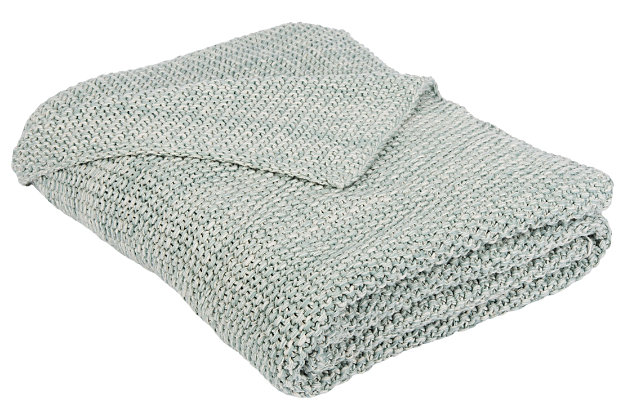 Breathe in, breathe out and relax. Cool and cozy, this knit throw embraces everyone with warmth and joy. Reminiscent of calming waters and the rhythm of ocean waves, its serene blue hue is an instant path to inner peace on a favorite chair or sofa. Its finely crafted cotton design makes it a natural beauty.Made of cotton | Imported | Dry clean only