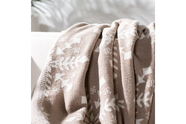 Baby, it’s cold outside. Snuggle up and stay a while wrapped in the warmth of this seasonal throw. Sporting a soothing palette of taupe and gray, this whimsical wrap is made of 100% cotton for a cozy, comforting feel.Made of cotton | Imported | Dry clean only