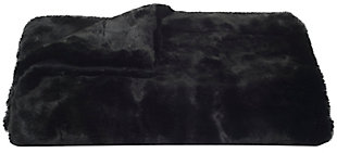 Cocooning becomes a glamorous endeavor with this soft and sensuous faux fur throw in plush onyx acrylic, simulating the color and shading of luxurious mink. Drape it across a bed or sofa for warmth, texture and a touch of posh Hollywood glam.Front made of acrylic; back made of poly suede | Imported | Machine washable