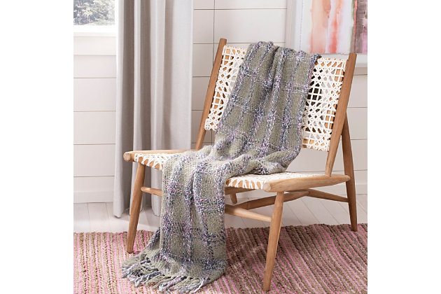 Add craft art charm to your home with this throw. Its timeless gingham pattern and rich, earthy hues are an easy complement. Make it your go-to for cozying up with a good book and cup of cocoa. You’ll love how it looks draped across a chair, sofa or loveseat, too.Made of acrylic | Imported | Dry clean only