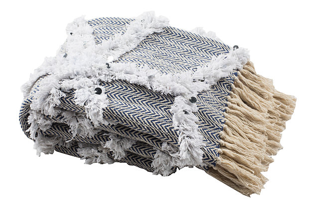 When the room calls for a touch of boho-chic style and cozy comfort, this fringe throw is the perfect choice. Made using pure, soft cotton with a lush raised pattern, it's as ornamental as it is essential on those nights when you need to feel pampered.Made of cotton | Imported | Machine washable