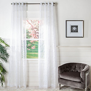 Transform a space with the sheer beauty of this trend-right window panel. With sheer coverage for an easy-breezy sensibility and gentle light filtering, the panel is quality crafted with polished metal grommets for easy hanging and chic, contemporary appeal.Single window panel | Made of polyester | 8 rings/polished metal grommets | Sheer | Imported | Machine washable