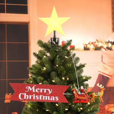 Mr. Christmas Animated Tree Topper - Santa's Sleigh with Banner | Ashley