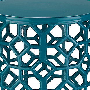 Our hale collection offers an accenturing presentation of the modern form that will competently revitalize your decor space.   for optimal product care, wipe clean with a dry cloth. Manufacturers 30 day limited warranty.Accent table | Colors: top: teal, base: teal | Materials: top: metal, base: metal | Created in india