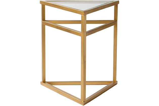 Our halifax collection offers an accenturing presentation of the modern form that will competently revitalize your decor space. These pieces are hand crafted, creating a certain atmospheric sophistication that can only be created by a handmade decor piece.  for optimal product care, wipe clean with a dry cloth. Manufacturers 30 day limited warranty.Accent table | Colors: top: clear, base: gold | Materials: top: glass, base: metal | Created in india