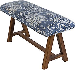 Home Accents  Navy Traditional Upholstered Bench, Blue, large
