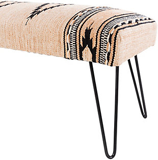 Embodying time-honored designs that have been revered for generations, the miriam collection redefines vintage charm from room to room within any home décor. The meticulously woven construction of these pieces boasts durability and will provide natural charm into your decor space.  for optimal product care, wipe clean with a dry cloth. Manufacturers 30 day limited warranty.Upholstered bench | Colors: top: camel, black, cream | Materials: top: cotton, base: metal | Created in india