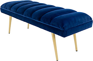 Home Accents Navy Modern Upholstered Bench, , large