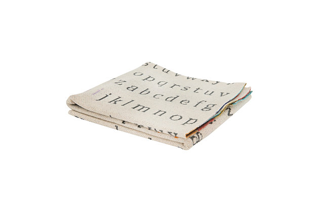 Give them the sense of luxury they deserve with this generously scaled baby blanket with alphabet theme. Richly knitted with feel-good cotton, it makes high style as easy as A-B-C.Made of cotton | Alphabet-themed baby blanket | 40" l x 32" w | Imported